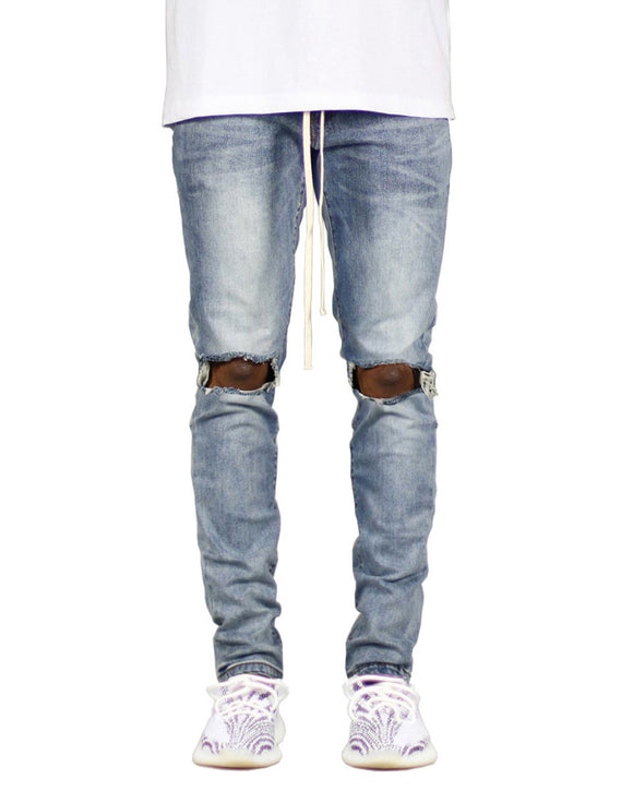 Jeans Rotos Ajustables con Cierre para Hombre - Diseño Moderno