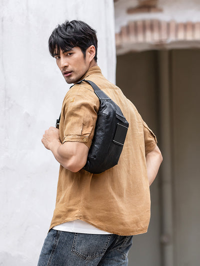 Bolsa Crossbody de Cuero Genuino Tide - Estilo Casual para Hombre - Image 8