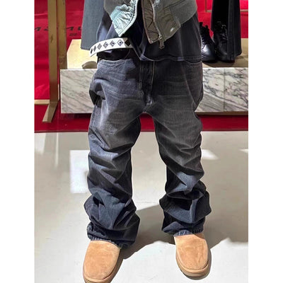 Jeans Negros Delavados Acampanados para Hombre - Image 7