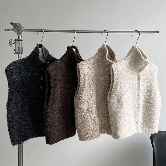 Chaleco Relajado para Mujer con Cuello Alto Superpuesto - Image 20