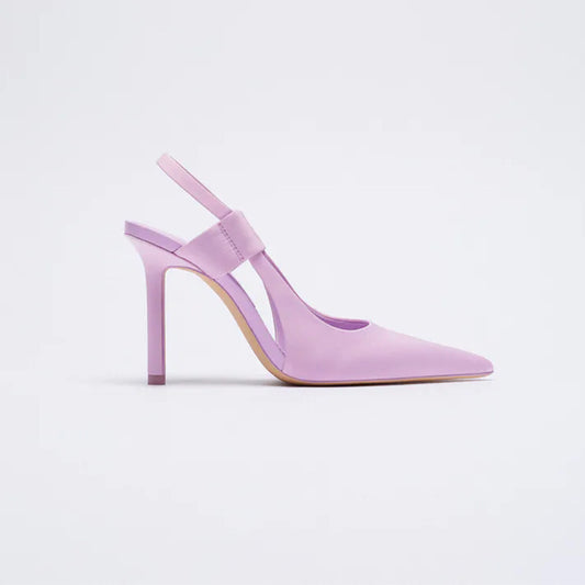 Zapatos de Satén Púrpura para Mujer con Tacón Stiletto y Punta Afilada