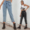 Pantalón Denim Cintura Alta con Bolsillos Cargo