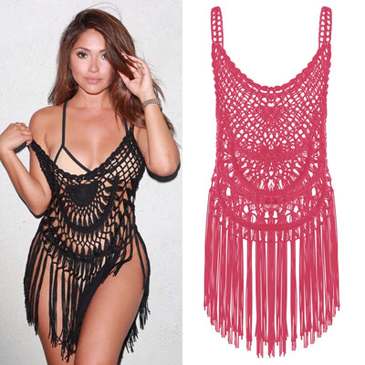 Blusa de Playa con Encaje Tejido y Flecos - Image 7