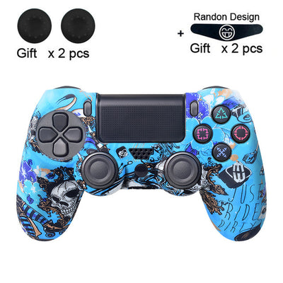 Bright yellow silicone protective cover for a PS4 controller, featuring black buttons and colored action symbols. - Image 27