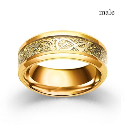 Anillos de Pareja con Dragón Dorado y Circón - Image 10
