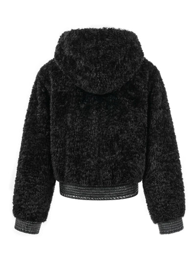 Chaqueta Hoodie de Piel Sintética con Detalles de Cuero - Image 7
