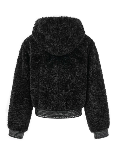 Chaqueta Hoodie de Piel Sintética con Detalles de Cuero - Image 7