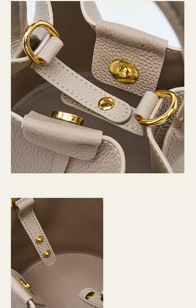 Bolsa Crossbody de Cuero Genuino para Mujer - Diseño Bucket - Image 15