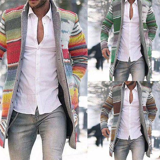 Abrigo Trinchera Impreso de Manga Larga para Hombre - Image 7