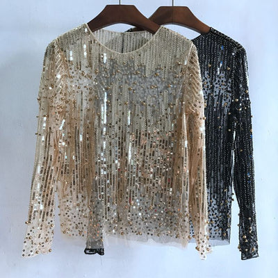 Blusa Elegante con Lentejuelas para Mujer