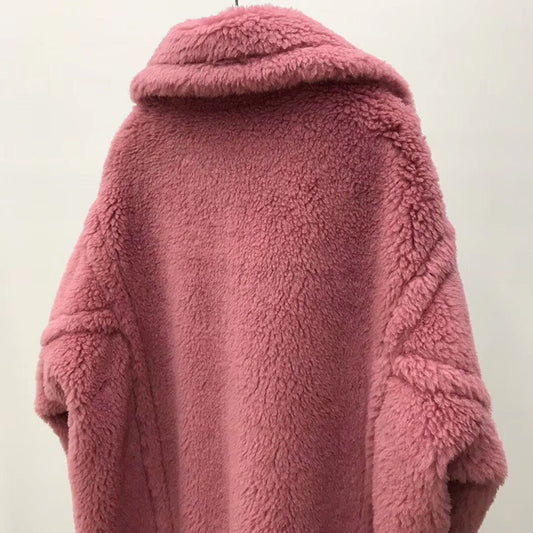 Abrigo Largo de Alpaca y Lana Rosa para Mujer - Image 2