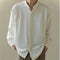 Camisa Casual Holgada de Manga Larga con Cuello Alzado para Hombre