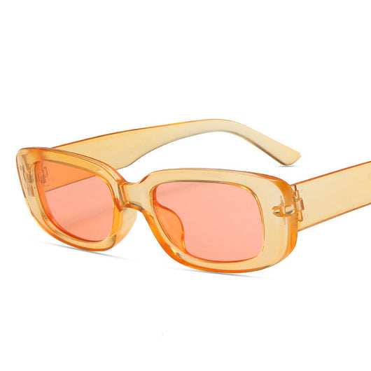 Black rectangular fashion sunglasses with dark lenses, featuring a thick frame and temples, angled on a white background. - Image 28