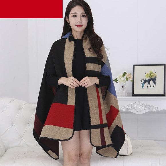 Women's Plus Size Plaid Cashmere Thick Layer - Thermal Coat