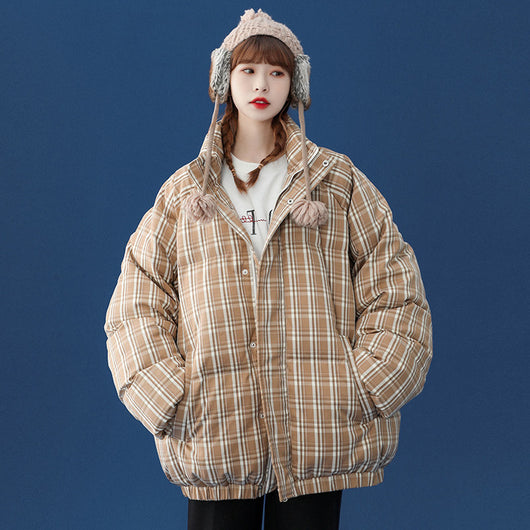 Abrigo Acolchado a Cuadros para Mujer - Chaqueta Corta Abrigadora - Image 4