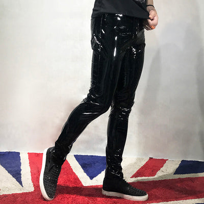 Pantalones de Cuero PU Ajustados con Espejo Brillante Negro G-Dragon - Image 11