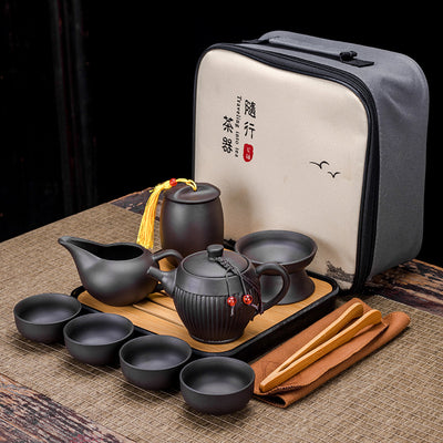 Juego de Té Portátil Zisha: Una Tetera y Cuatro Tazas - Image 12