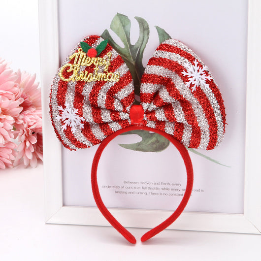 Diadema Navideña con Letras Lentejuelas y Moño - Image 5