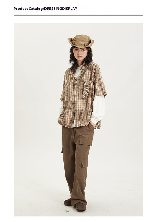 Camisa Retro Japonesa a Rayas - Estilo Preppy Holgado de Manga Corta - Image 13