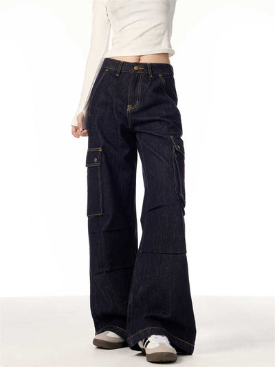 Pantalones Cargo Rectos de Pierna Ancha para Mujer con Múltiples Bolsillos - Image 5
