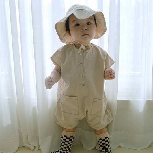 Conjunto de Verano para Bebé con Diseño Escocés - Romper y Gorro Coordinado - Image 4
