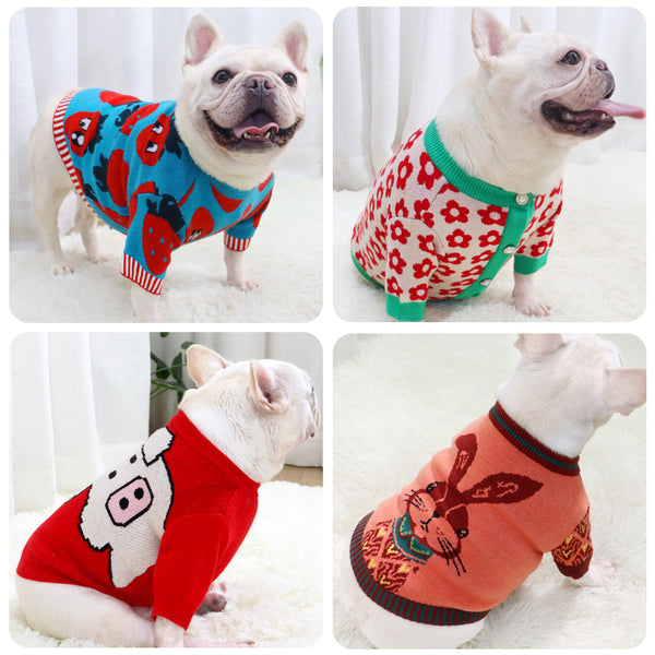 Suéter Otoño Invierno para Perros - Diseño Cartoon Toro Aero Botones