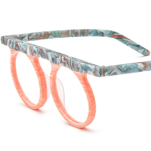 Lentes Marco Redondo Patchwork Multicolor con Cristales Esmerilados - Image 5