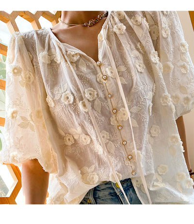 Blusa Francesa con Bordado Tridimensional para Mujer - Image 12