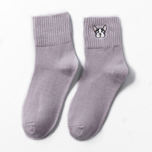 Calcetines Estampados con Bordado de Animales Kawaii
