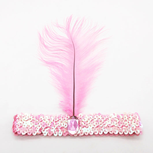Diadema de Plumas de Avestruz con Diamantes y Lentejuelas - Image 11