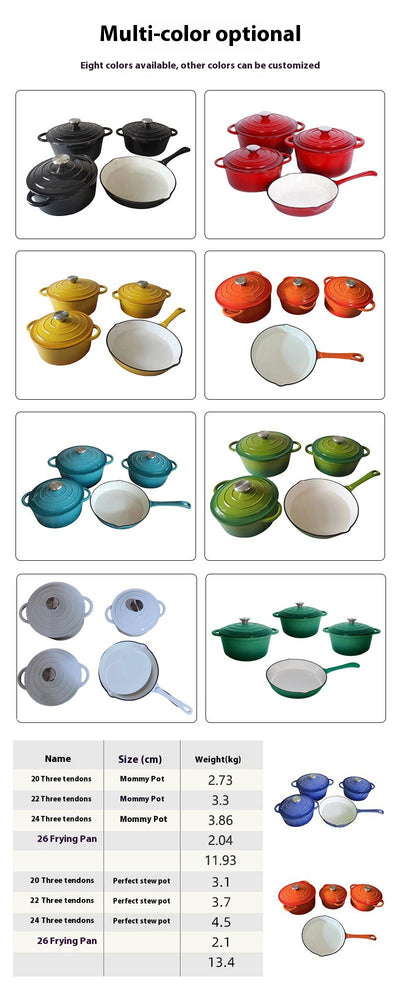 Juego de 4 Piezas de Cocotte de Hierro Fundido Esmaltado Blanco Interior - Image 12
