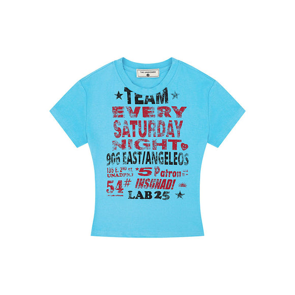 Playera Retro Casual con Estampado de Letras para Mujer