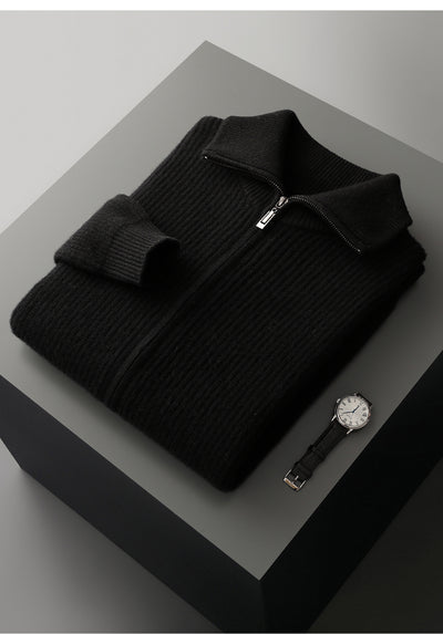 Cardigan de Lana Pura con Cierre para Hombre - Abrigo Solapa Otoño Invierno - Image 11