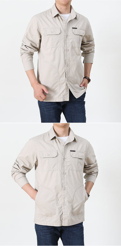Camisa Manga Larga Casual Hombre Talla Grande - Ligera Cuatro Estaciones - Image 14