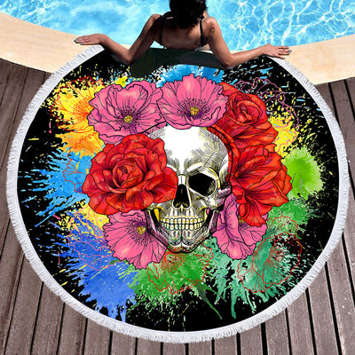 Toalla de Playa Redonda Calavera - Manta Multiusos Fibra Premium - Image 9