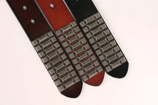 Cinturón Hip-Hop Pagoda Retro con Remaches de Cuero Genuino Unisex - Image 14