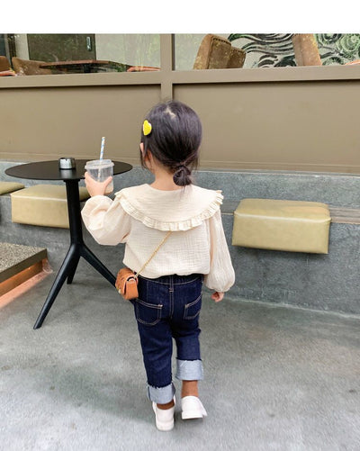 Blusa Infantil Coreana Blanca con Bordados Elegantes - Image 8