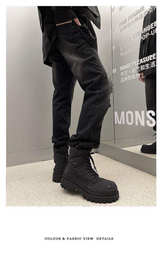 Botas Martin Retro Gruesas con Detalles Rotos - Estilo Workwear Distressed - Image 13