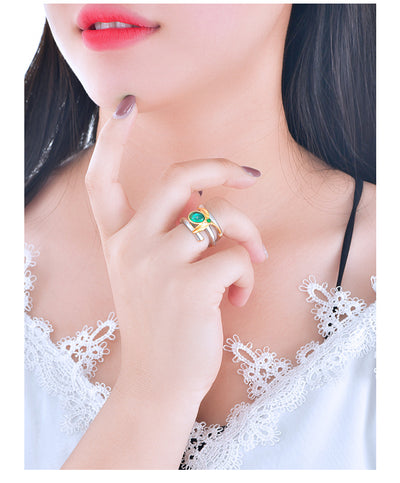 Anillo de Esmeralda Elegante en Aleación para Mujer