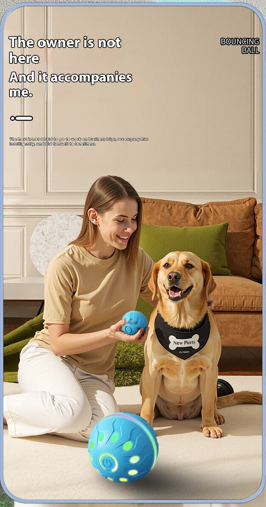 Orange-red automatic pet toy ball with a textured surface and a power button, designed for dogs. - Image 14