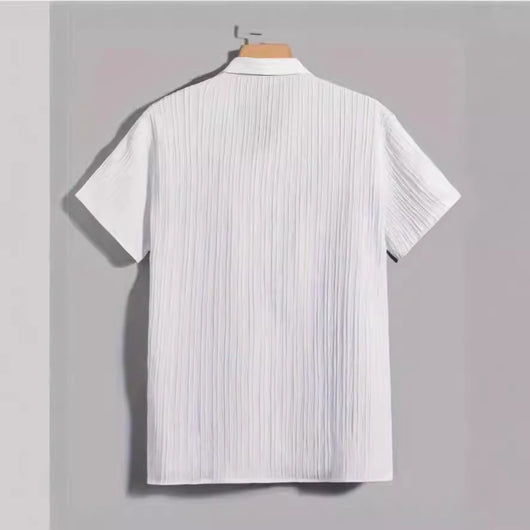 Camisa Polo Rayas Clásica Cuello Italiano Manga Corta - Image 3