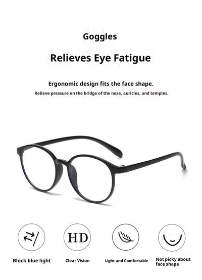 Black round frame reading glasses with blue light blocking lenses for high-definition eye protection. - Image 10