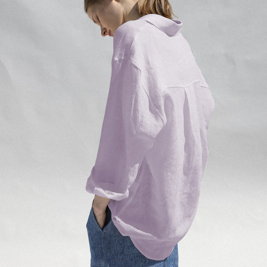 Camisa de Lino Puro Diseño Exclusivo Cuello Solapa Mujer - Image 5
