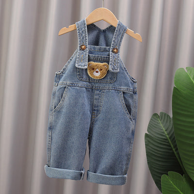Overol Denim Infantil con Estampado Retro Vintage