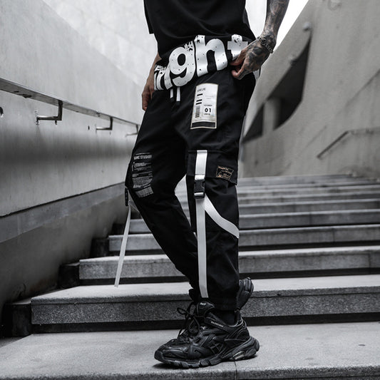 Pantalones Cargo Holgados Hip Hop Web Dark para Hombre
