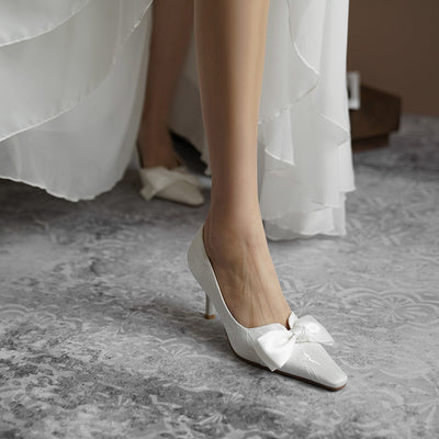 Zapatos de Tacón Alto con Moño para Novia - Stiletto Elegante - Image 5