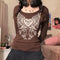 Camiseta Alas del Corazón Ajustada Cuello Redondo Manga Larga