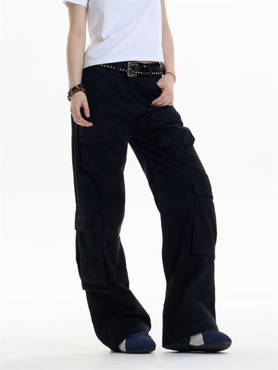 Pantalones Cargo Mujer Cintura Alta Pierna Ancha Casual - Image 19