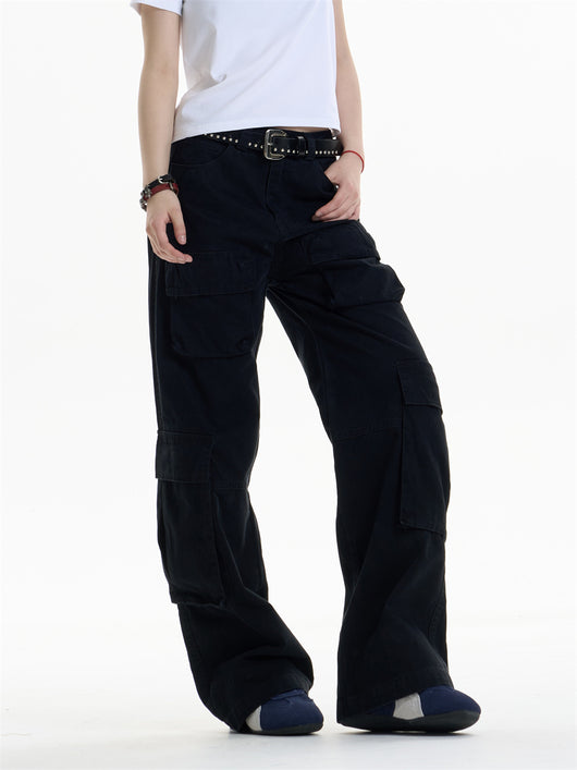 Pantalones Cargo Mujer Cintura Alta Pierna Ancha Casual - Image 19