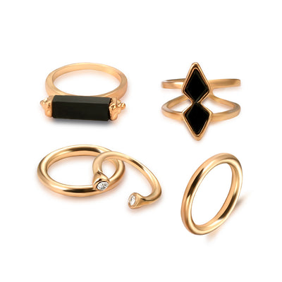 Juego de Anillos Articulados Chapados en Oro 18K con Gemas - Image 3